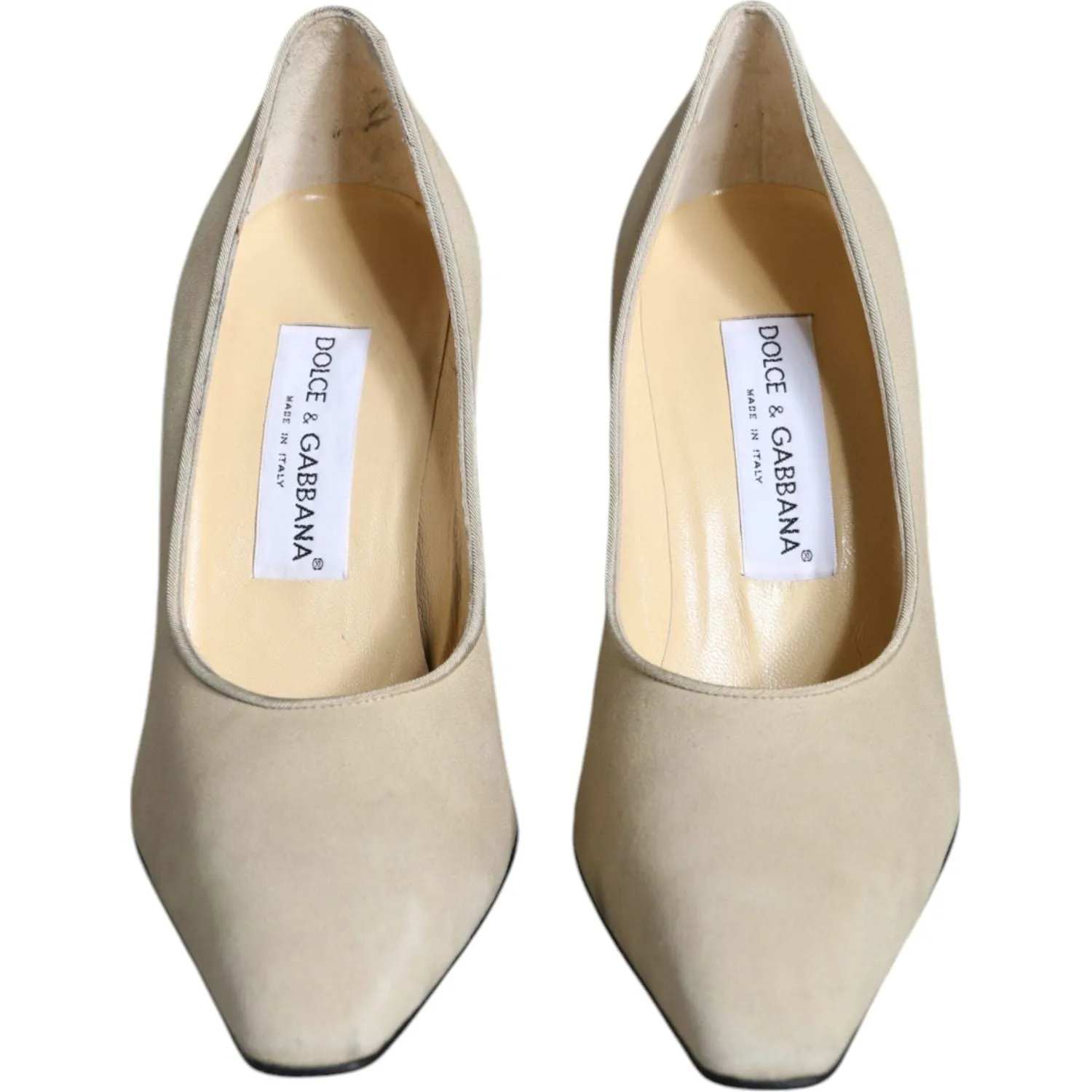 Dolce & Gabbana Beige Suede Leather High Heels Pumps Shoes