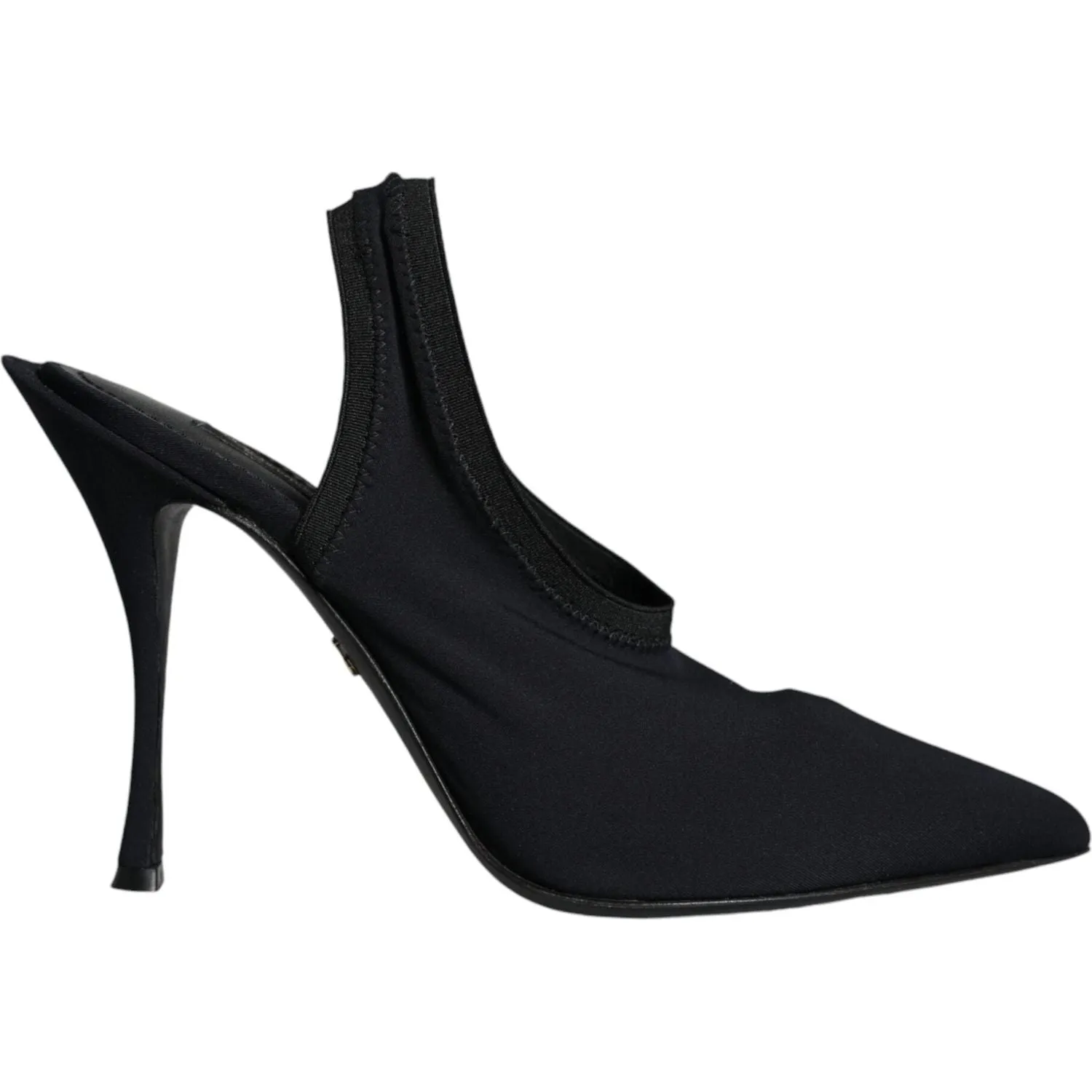 Dolce & Gabbana Black Jersey Stretch Heels Slingback Shoes