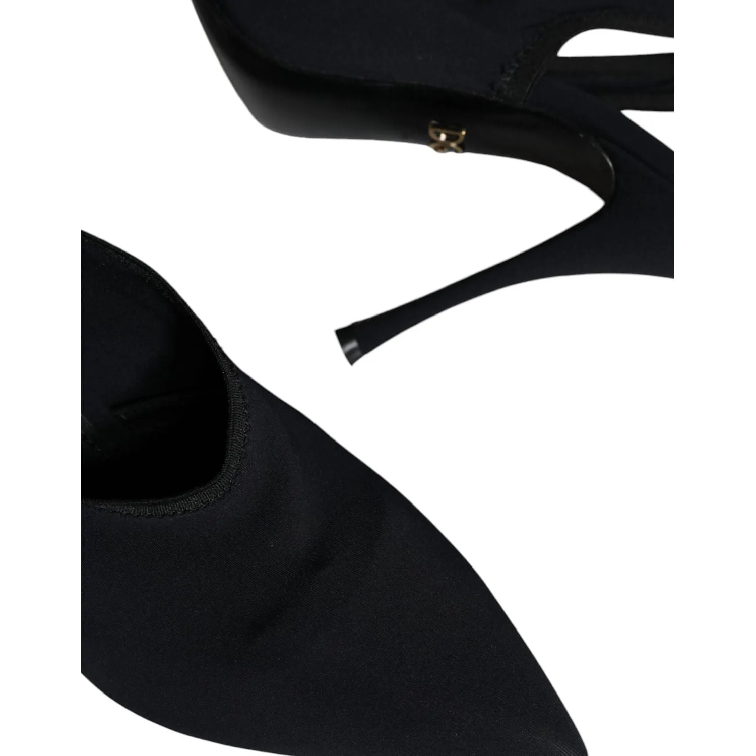 Dolce & Gabbana Black Jersey Stretch Heels Slingback Shoes