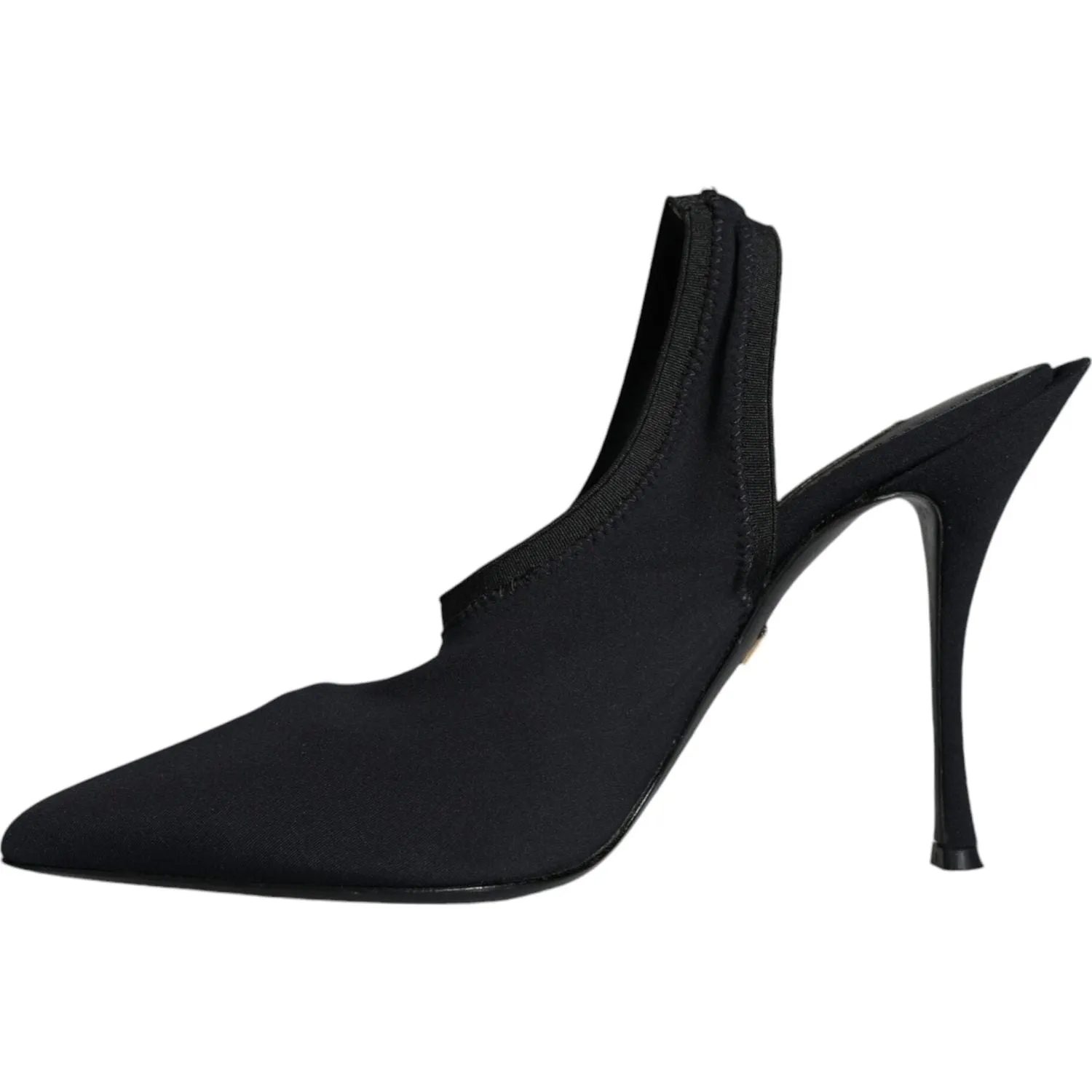 Dolce & Gabbana Black Jersey Stretch Heels Slingback Shoes