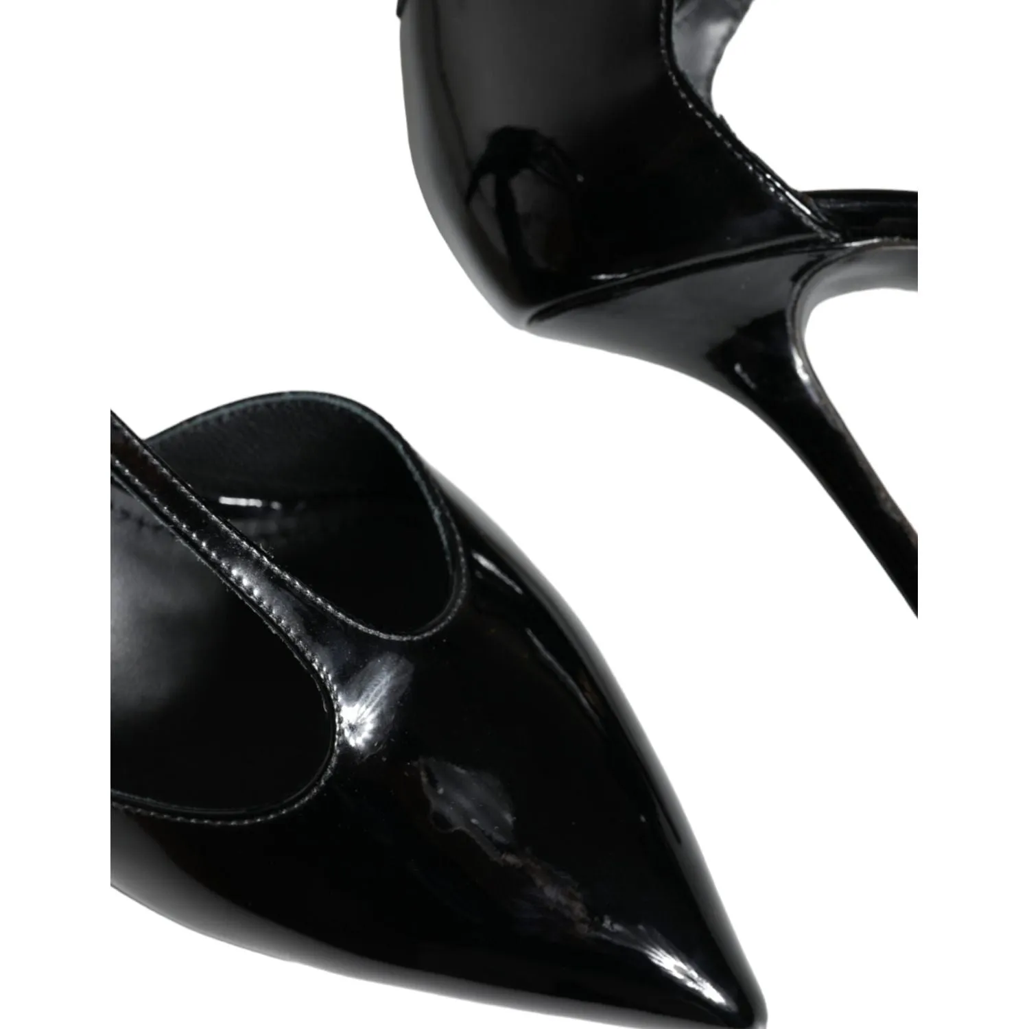 Dolce & Gabbana Black Leather T-strap Stiletto High Heels Shoes