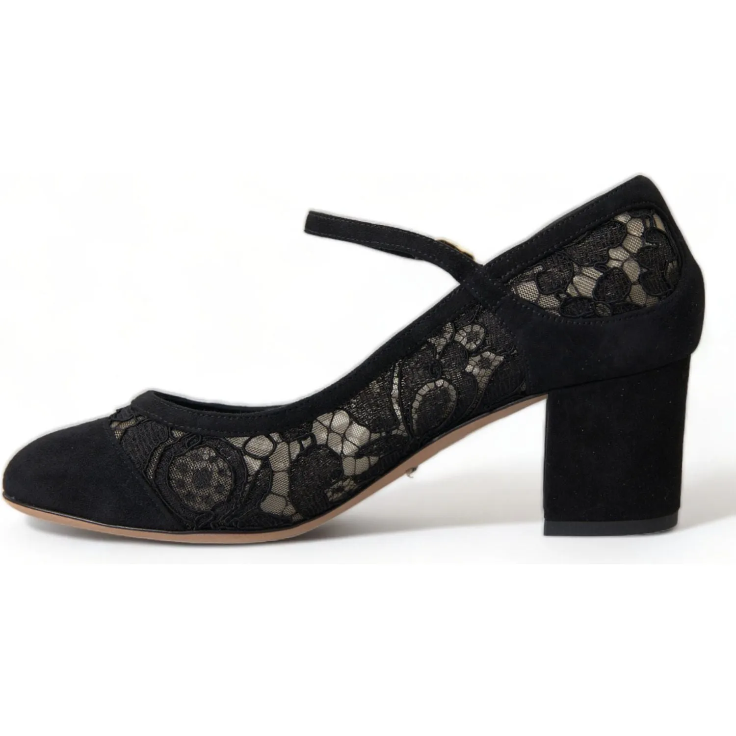 Dolce & Gabbana Elegant Suede Mary Jane Lace Heels