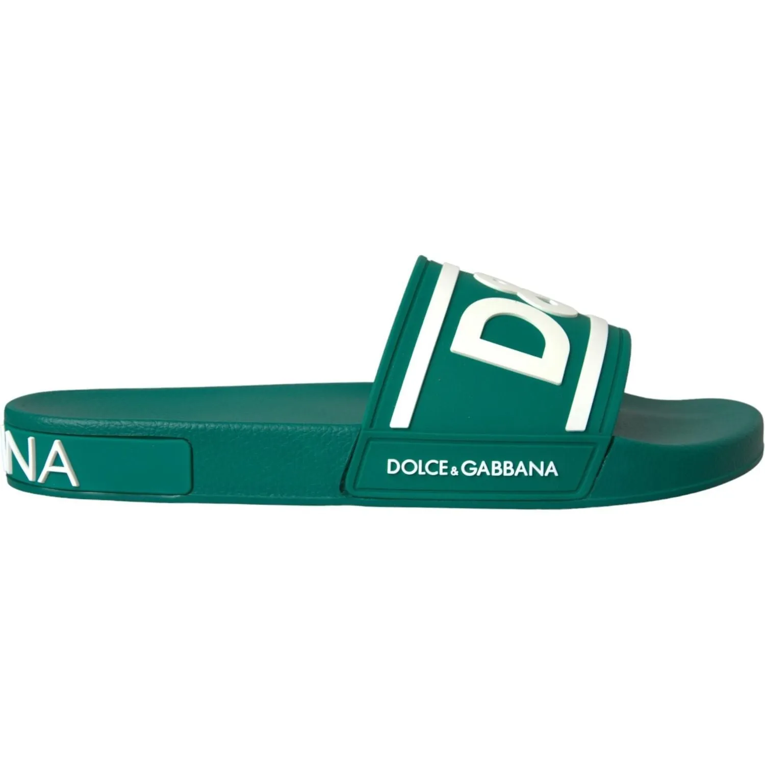 Dolce & Gabbana Green White Sandals Rubber Beachwear Shoes