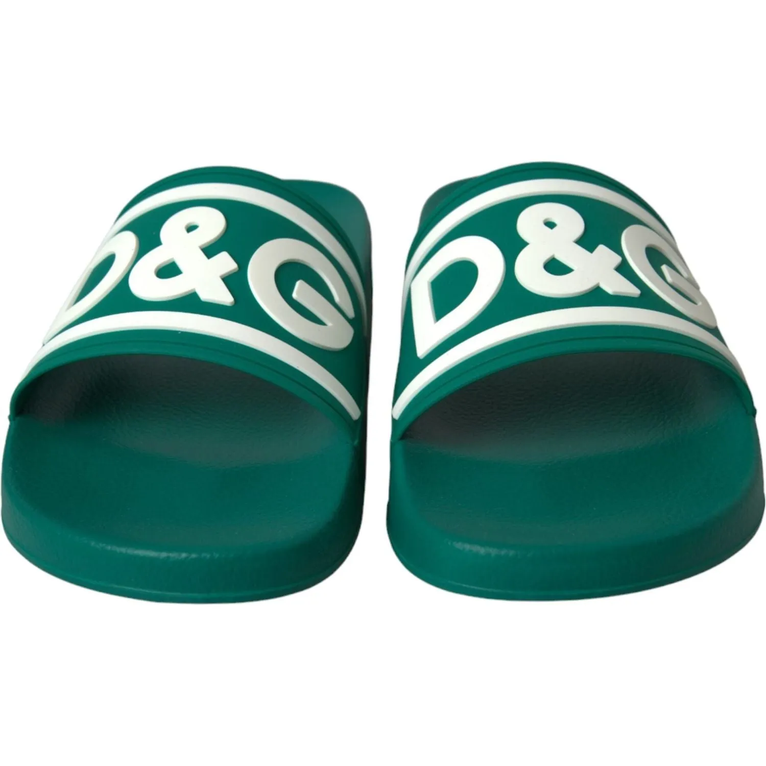 Dolce & Gabbana Green White Sandals Rubber Beachwear Shoes