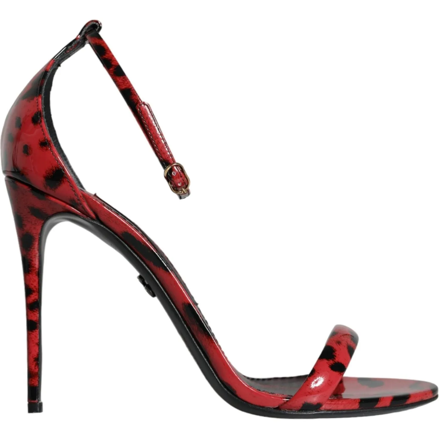 Dolce & Gabbana Red Leopard Leather Ankle Strap Keira Sandals Shoes