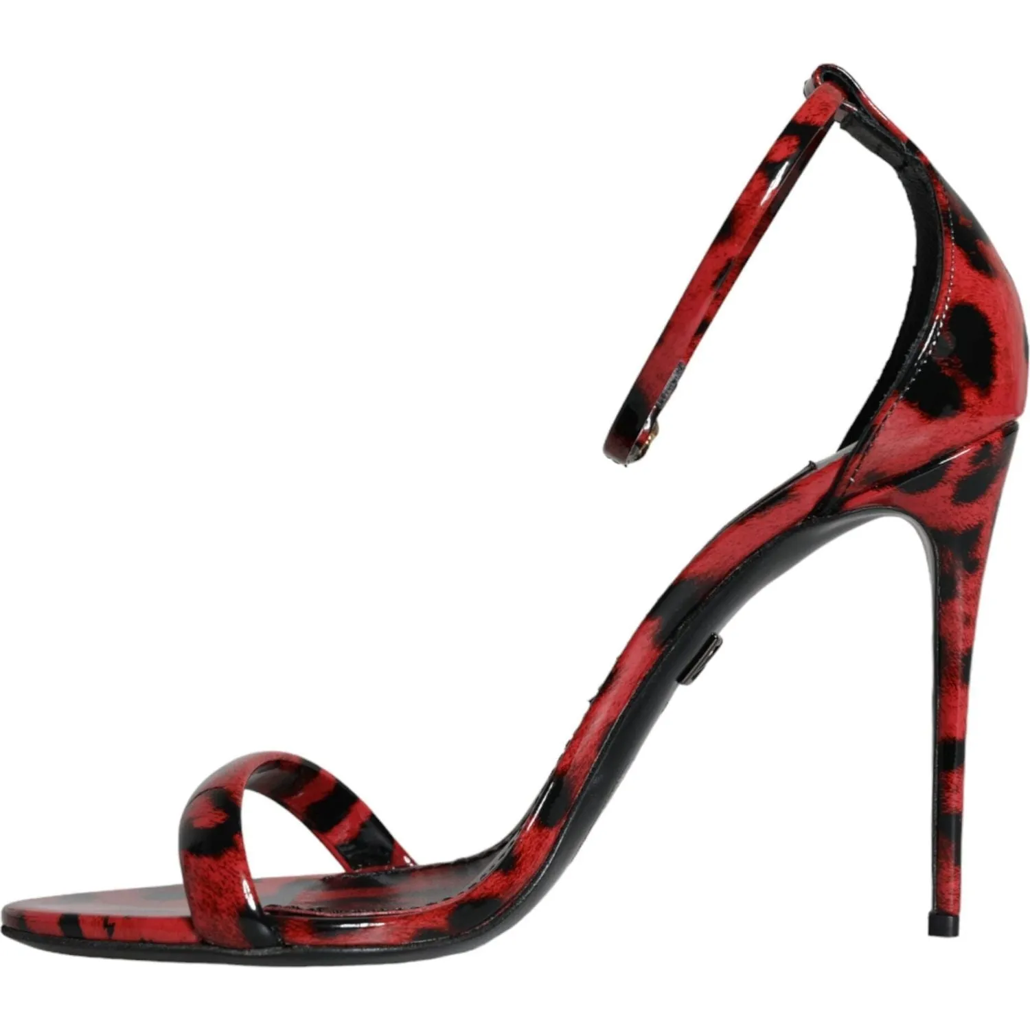 Dolce & Gabbana Red Leopard Leather Ankle Strap Keira Sandals Shoes