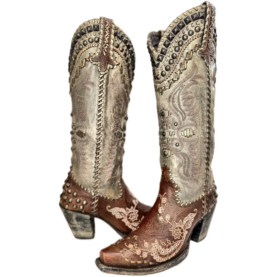 DOUBLE D RANCH Glitter Gultch Studded Knee High Cowboy Boots