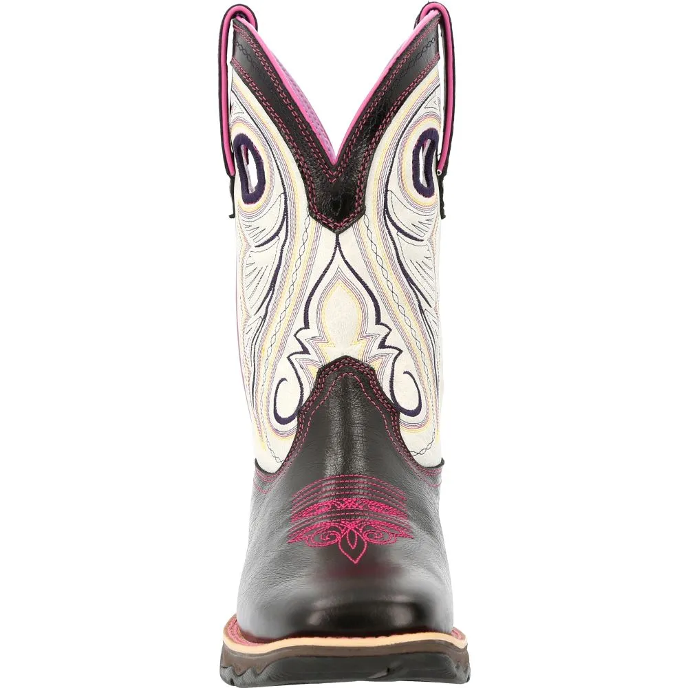 'Durango' Women's 10" Lady Rebel Western Square Toe - Raven Black / White