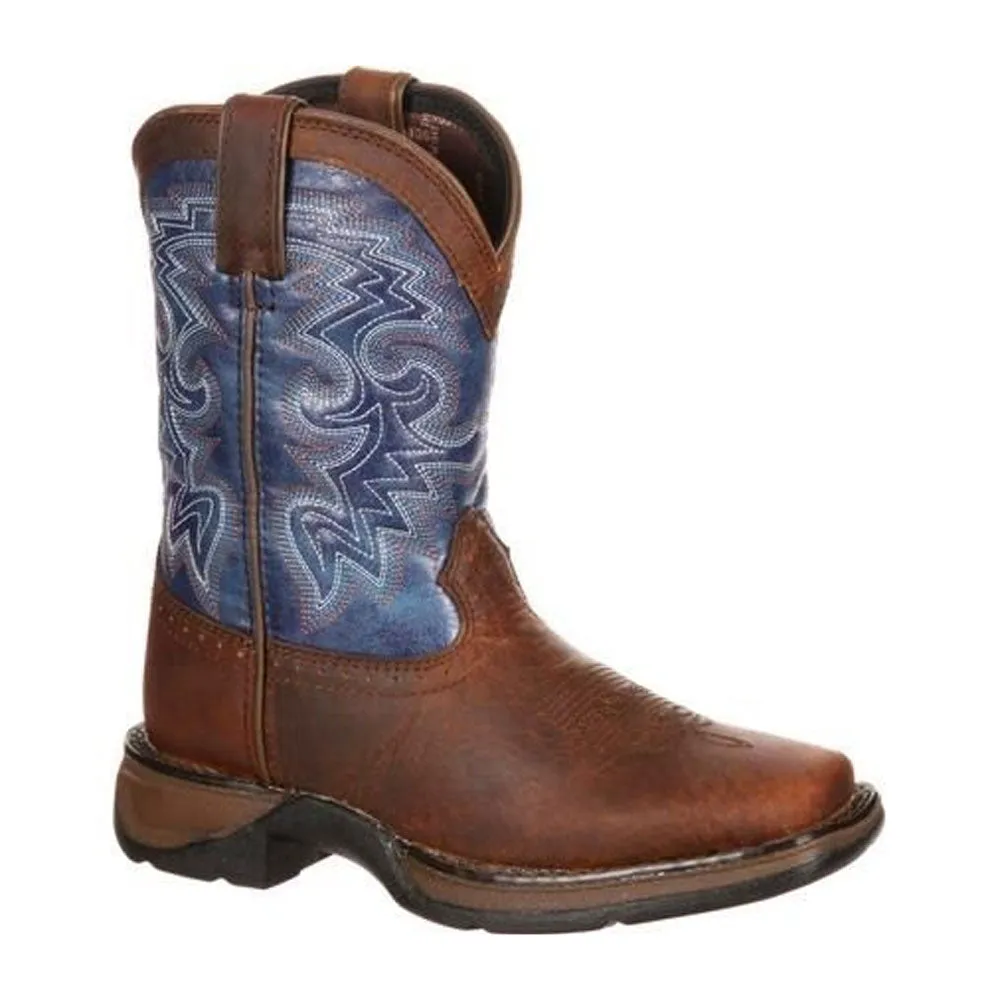 DWBT053 Durango Youth 8 Inch Western Cowboy Boot - Dark Brown & Navy