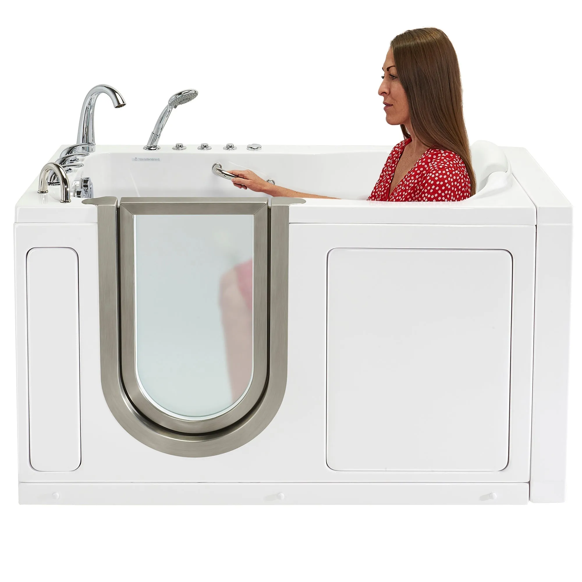 Ella's Bubbles Deluxe Walk-In Tub (29.5″W x 55″L) with Acrylic Inward Swinging Door.