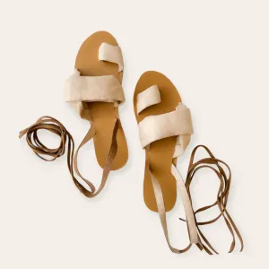 ELLE Beige Boho Gladiator Board Flat Sandals