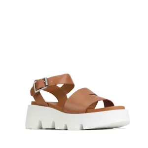 EOS Womens Kaila Platform Chunky Leather Sandal Brandy Tan