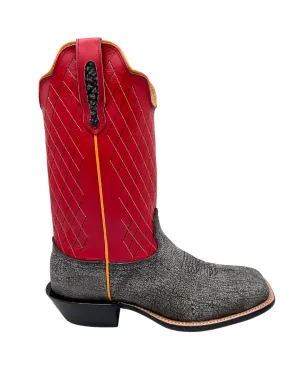 'Fenoglio' Men's 13" Cape Buffalo Western Square Toe - Grey / Red