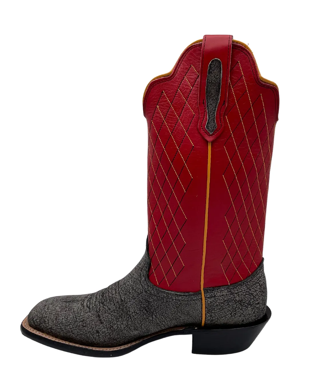 'Fenoglio' Men's 13" Cape Buffalo Western Square Toe - Grey / Red