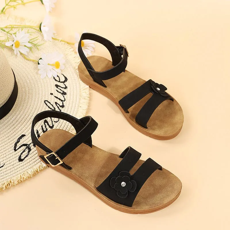 Flowery Double Straps Sandals