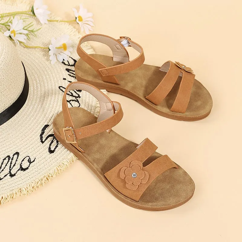 Flowery Double Straps Sandals