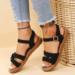 Flowery Double Straps Sandals