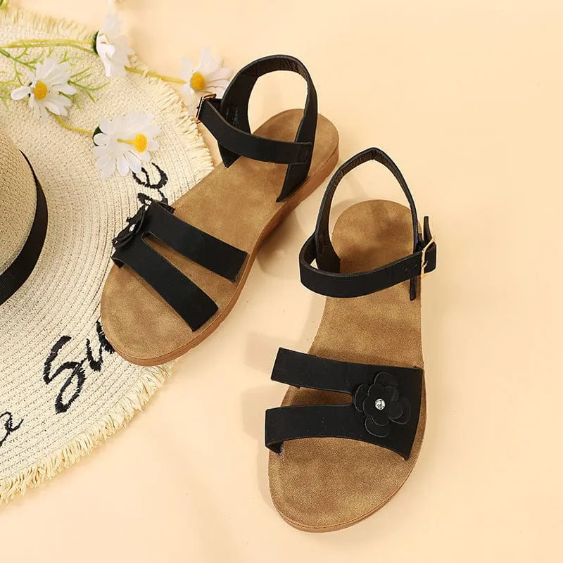 Flowery Double Straps Sandals