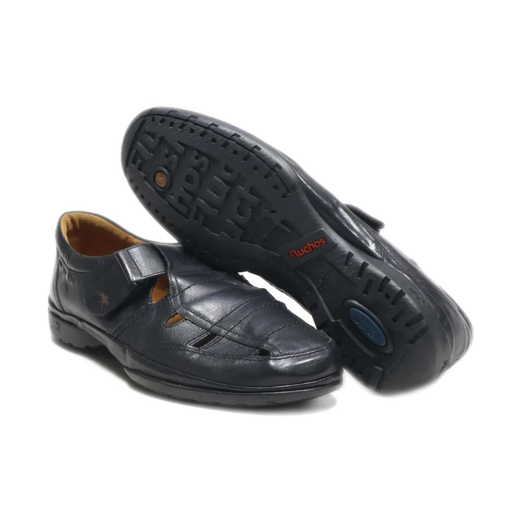 Fluchos Dress Sandals Leather Black Colour For Men