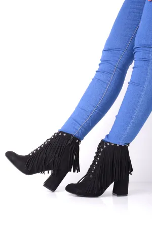 Fringed Cowboy Boots with Stud Detail