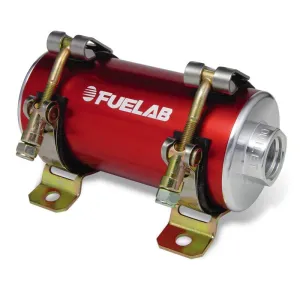 FUELAB 40402-2 Carbureted In-Line Fuel Pump PRODIGY (160 GPH @ 10 PSI, 35 PSI max, up to 1600 HP) Red