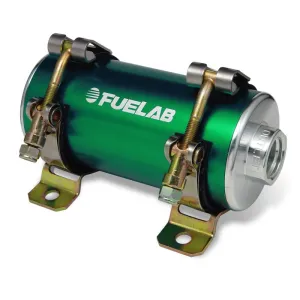 FUELAB 41403-6 Carbureted In-Line Fuel Pump PRODIGY (200 GPH @ 20 PSI, 80 PSI max, up to 2000 HP) Green