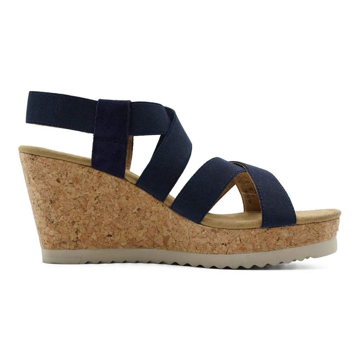 Gabor Cork Wedge Sandals Fabric Blue Colour For Women