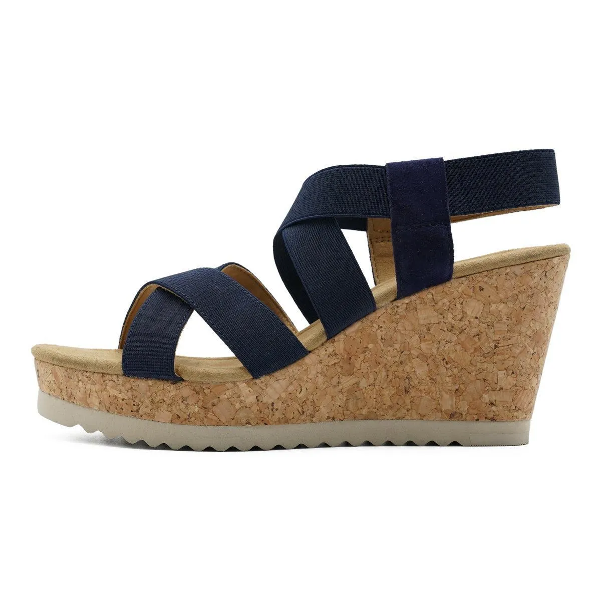 Gabor Cork Wedge Sandals Fabric Blue Colour For Women