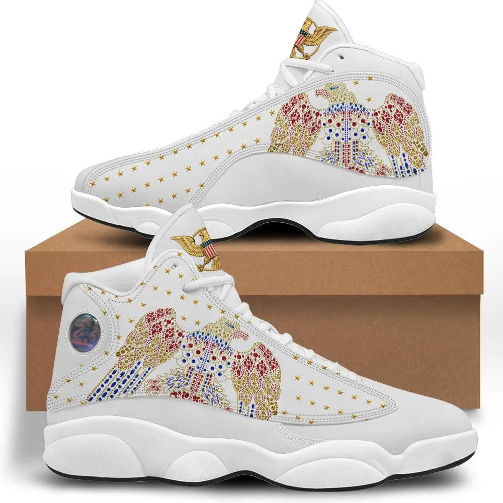 Gearhomie Elvis Aloha Eagle Unisex AJ13 Shoes White