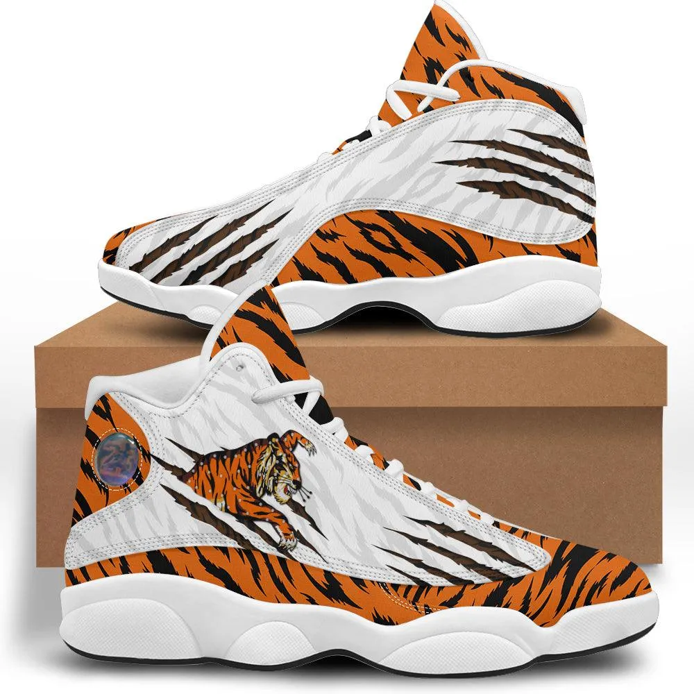 Gearhomie Elvis Tiger Unisex AJ13 Shoes White