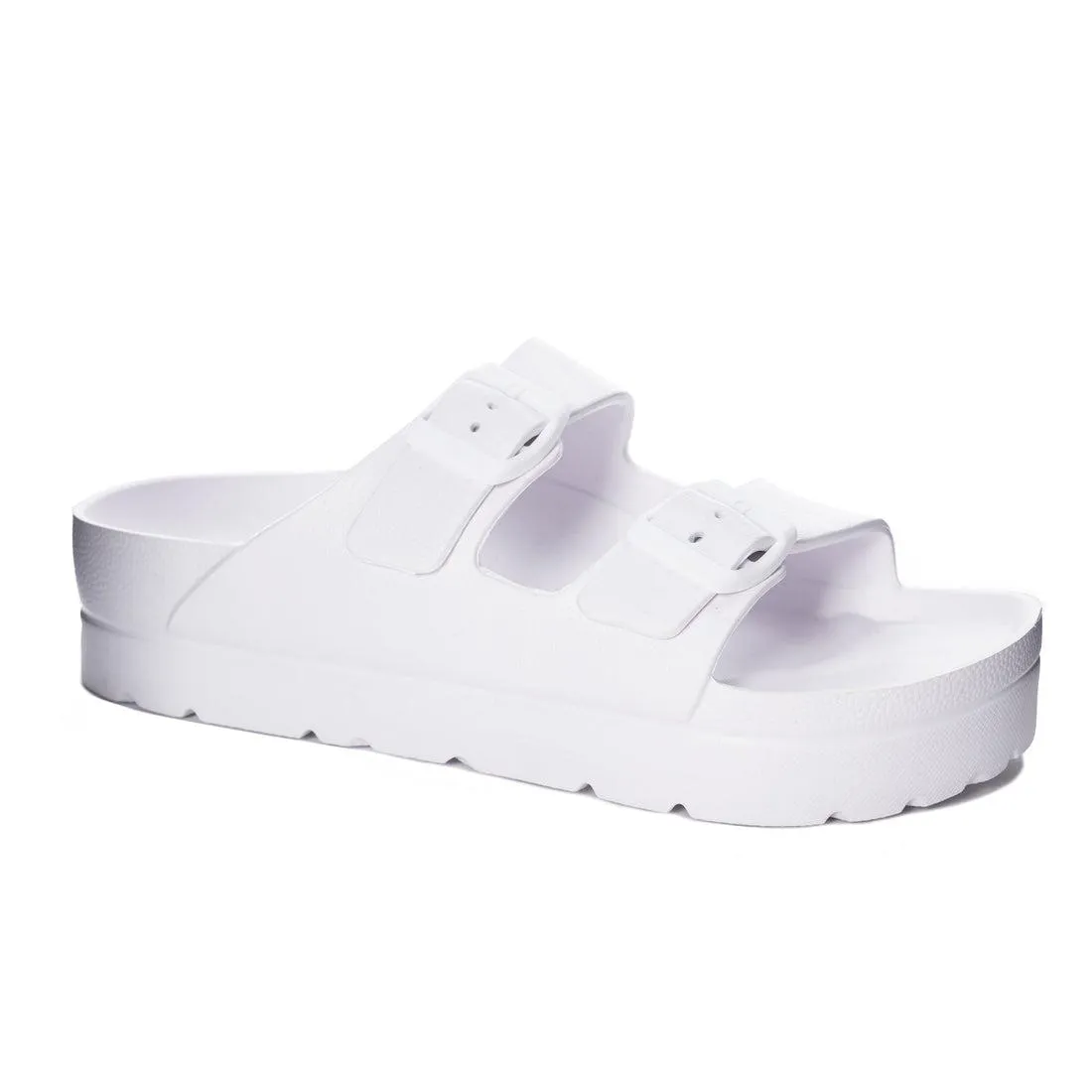 Genavive Jelly Pool Slide Buckle Flatform Sandal - White