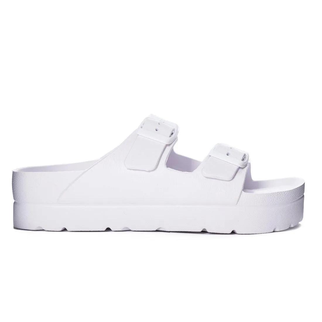 Genavive Jelly Pool Slide Buckle Flatform Sandal - White