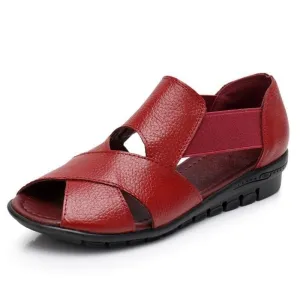 Genuine Leather Wedge Heel Gladiator Comfort Sandals