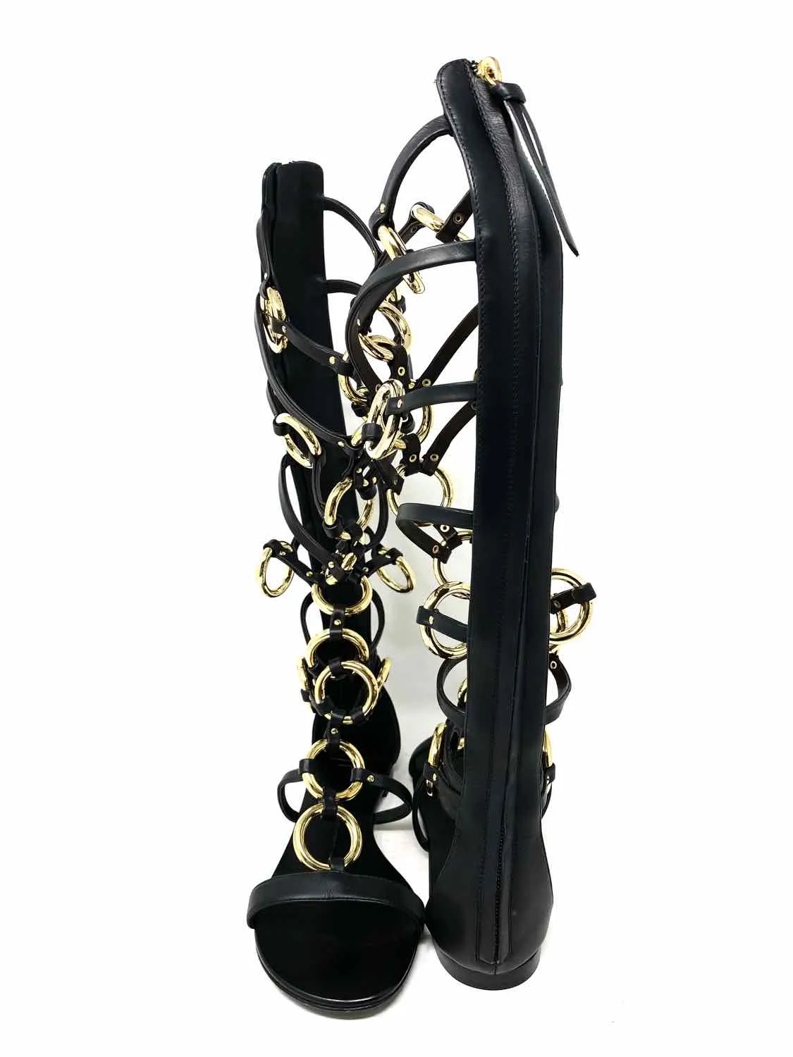 GIUSEPPE ZANOTTI DESIGN Women's Black Gladiator Leather Size 37/7 Sandals