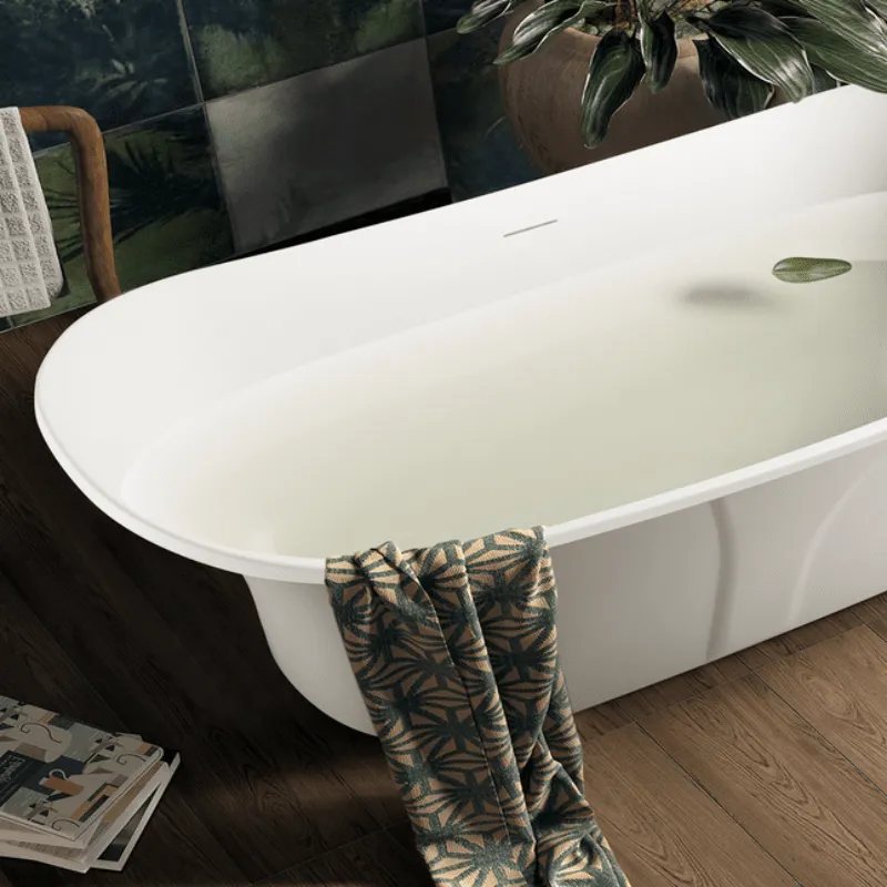 Giving Tree 59'' Acrylic Curve Shape Freestanding Bathtub Japanese Soaking Tub