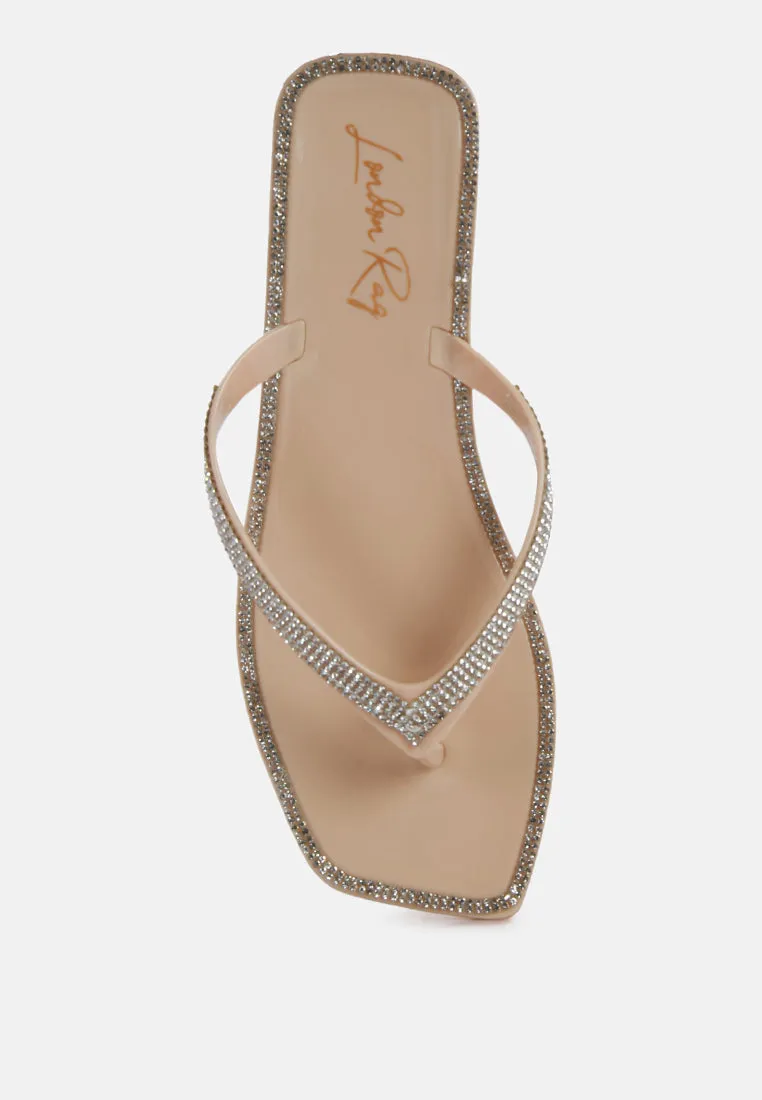 Golightly Diamante Stud Detail Thong Flats