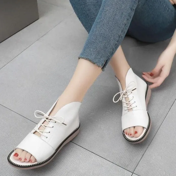 GT330 Women's Leather Flat Heels Casual Shoes Sandals