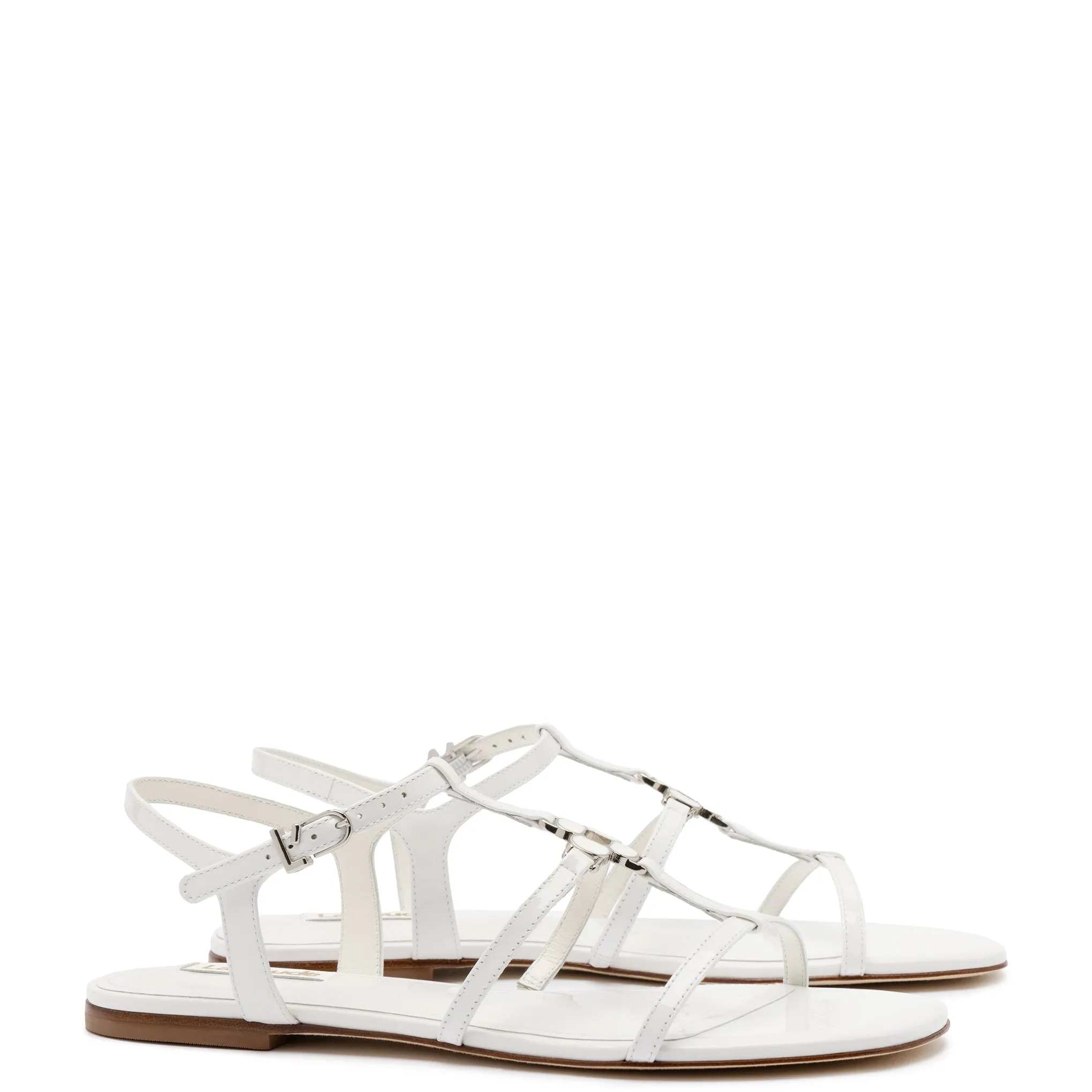 Hana Flat In White Patent Leather