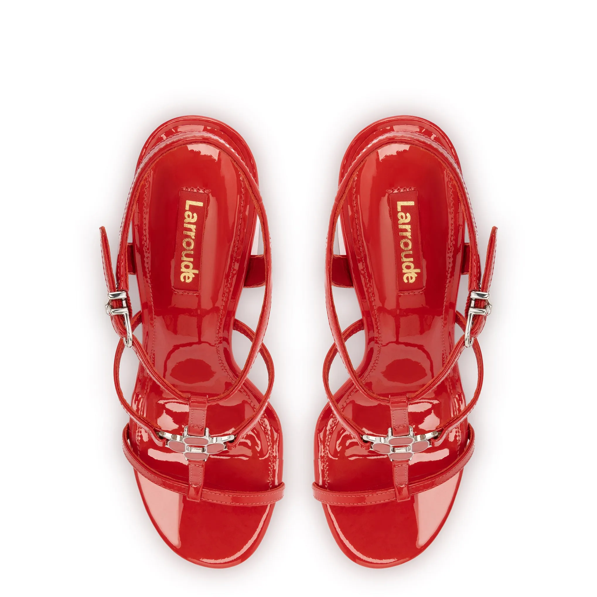 Hana Sandal In Scarlet Patent Leather