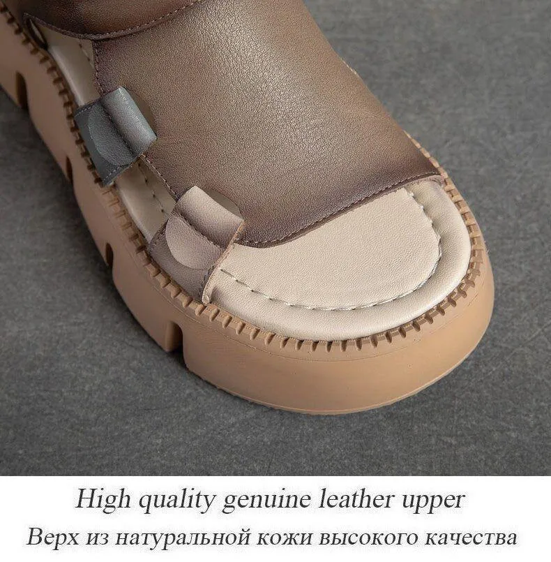 Handmade Leather Wedges Sandals - Women's Casual Shoes WC158