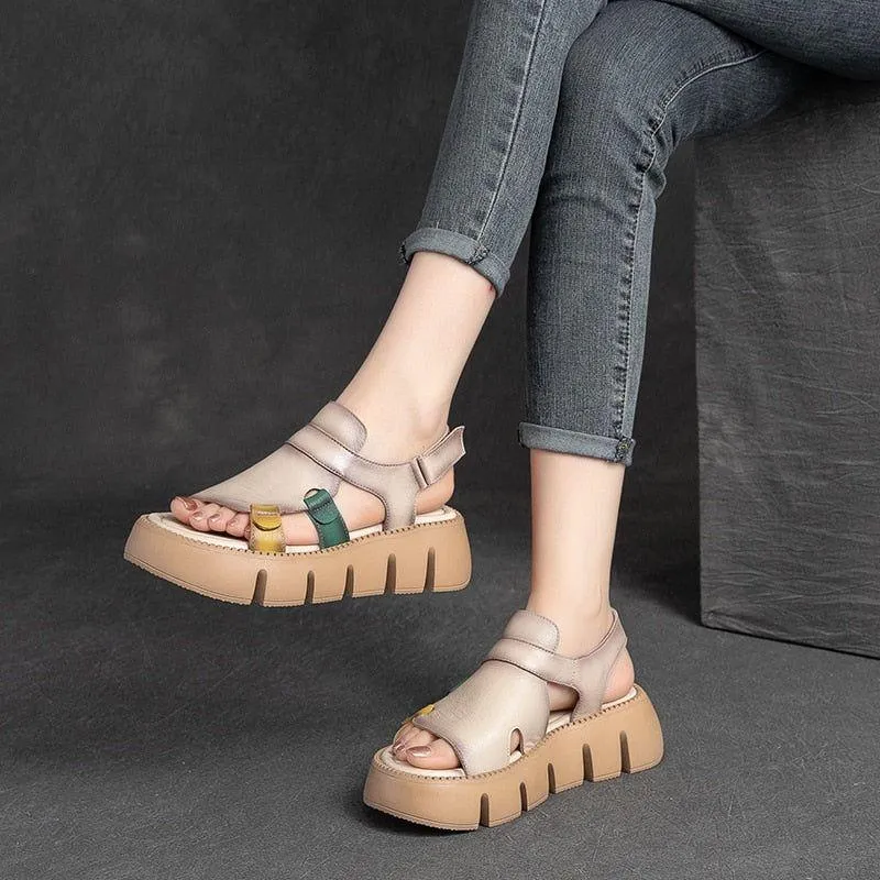 Handmade Leather Wedges Sandals - Women's Casual Shoes WC158