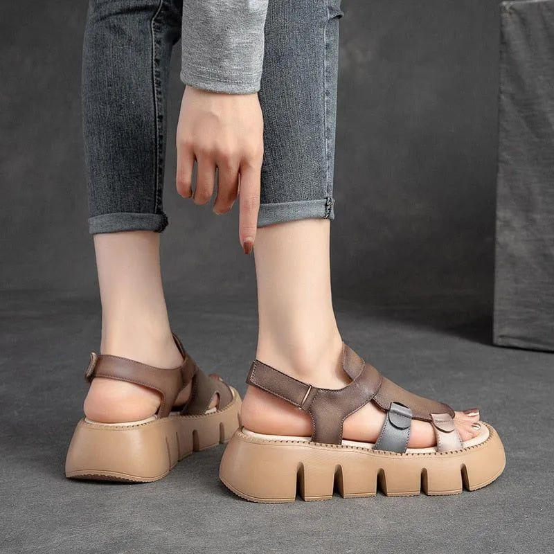 Handmade Leather Wedges Sandals - Women's Casual Shoes WC158