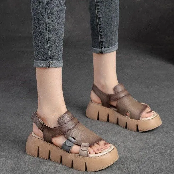 Handmade Leather Wedges Sandals - Women's Casual Shoes WC158