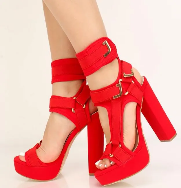 Heels for Women  Hot Selling Platform Thick Heels Woman Sandals Open Toe Gladiator Shoes Super High Ankle Strap Heel