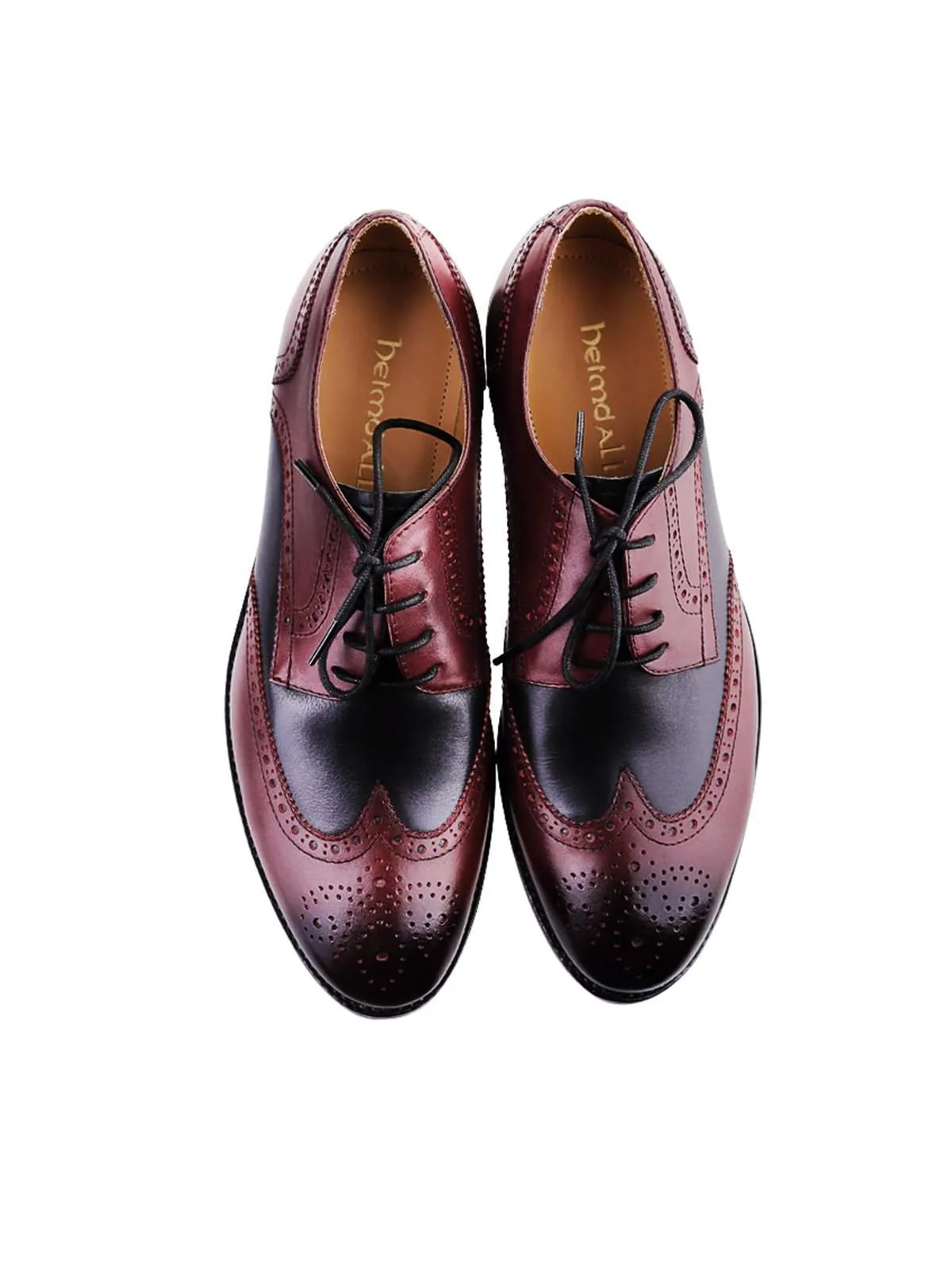 Heimdall Loki Wingtip Derby Two Tone Black Dark Burgundy