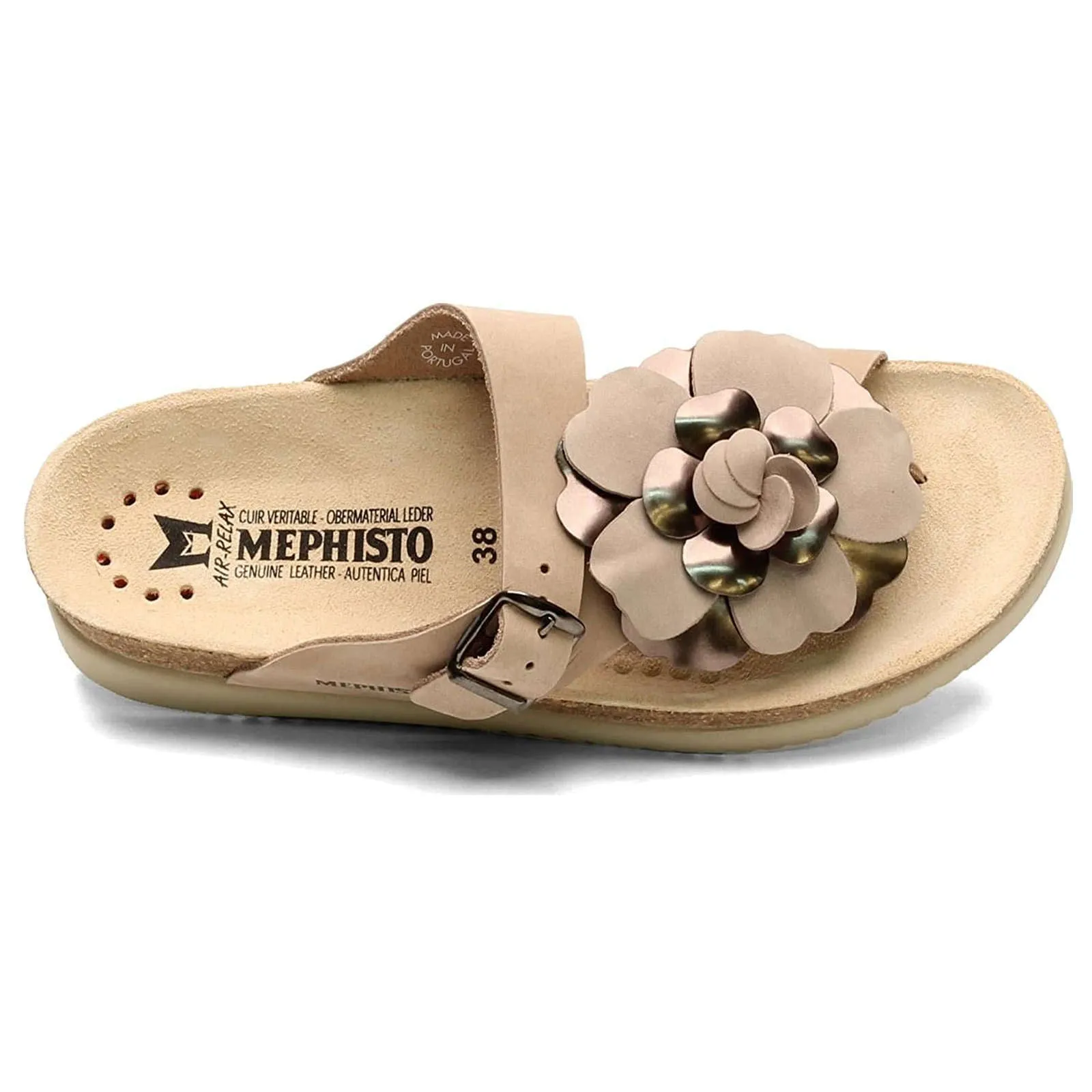 Helen Flower Nubuck Leather Women's Slide Sandals