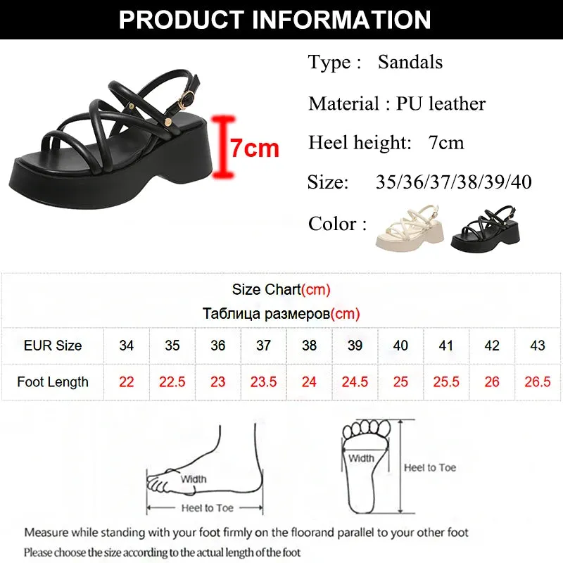 Hnzxzm Cross Strap Platform Sandals for Women Summer Thick Bottom Gladiator Shoes Woman Casual Non-Slip Wedge Sandalias