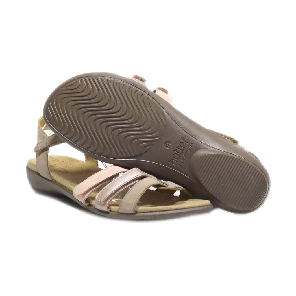 Hotter Flat Sandals Leather Beige Colour For Women