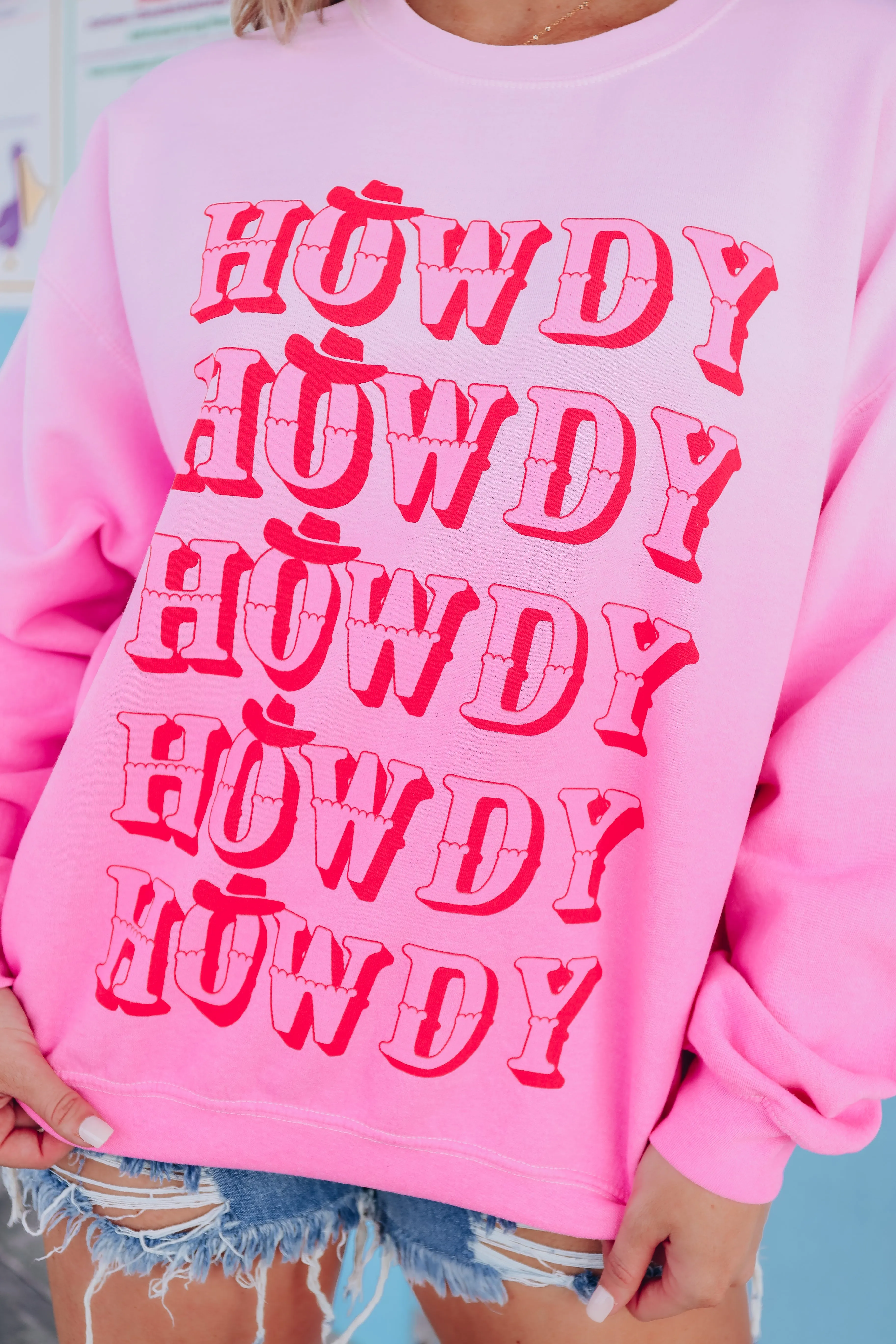 Howdy Howdy Graphic Sweatshirt - Pink