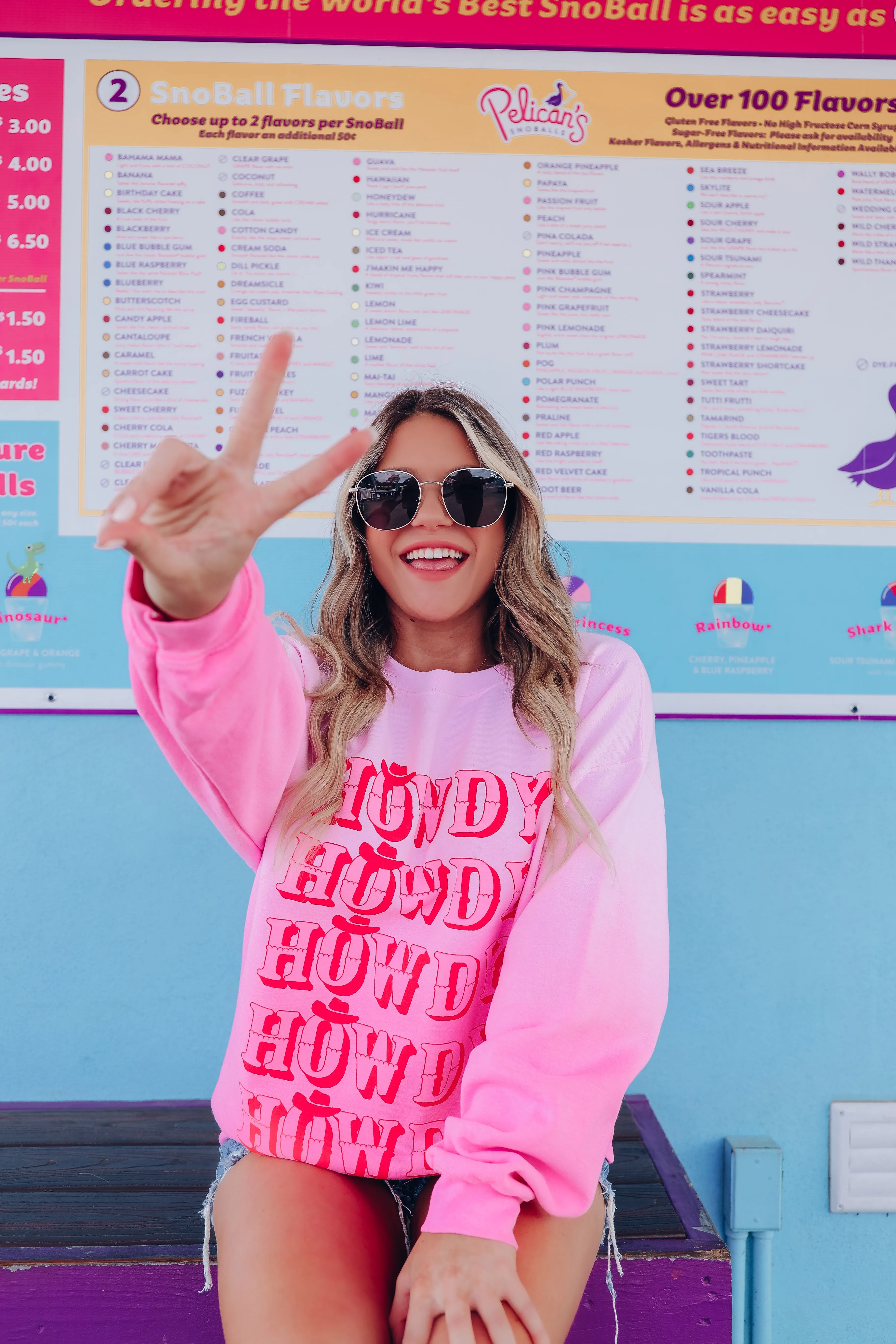 Howdy Howdy Graphic Sweatshirt - Pink